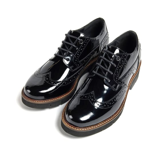 Pod Kacey Leder Damen Schwarz Brogues Schuhe - Image 5