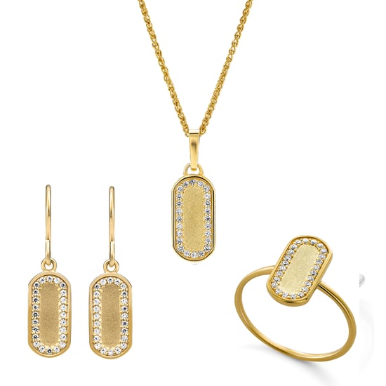 Orphelia 'Malaga' Damen Set aus 925er Sterling Silber: Halskette + Ohrringe + Ring - Gold SET-7573/G - Image 1