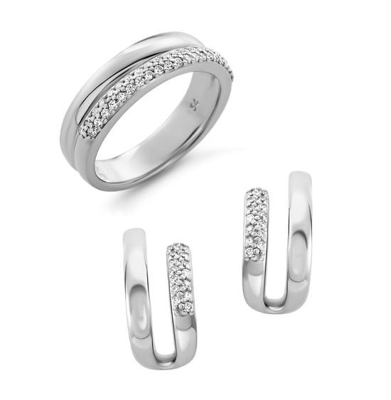 Orphelia 'Emily' Damen 925 Sterling Silber Set: Ohrringe + Ring - Silber SET-7581 - Image 1