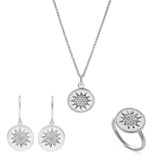 Orphelia 'Shine' Damen 925 Sterling Silber Set: Halskette + Ohrringe + Ring - Silber SET-7576 - Image 1