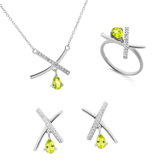 Orphelia 'Charlotte' Damen 925 Sterling Silber Set: Halskette + Ohrringe + Ring - Silber SET-7580/P - Image 1