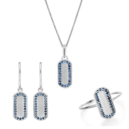 Orphelia 'Malaga' Damen 925er Sterling Silber Set: Halskette + Ohrringe + Ring - Silber SET-7573 - Image 1