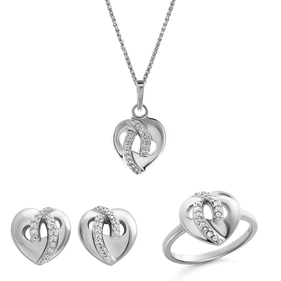 Orphelia 'Amore' Damen-Set aus 925 Sterling Silber: Halskette + Ohrringe + Ring - Silber SET-7577 - Image 1