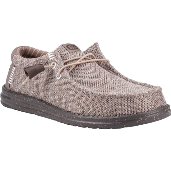HEYDUDE Wally Stretch Mesh Polyester Herren Mokassins Schuhe in tiefem Taupe/Maulwurfsbraun - Image 1