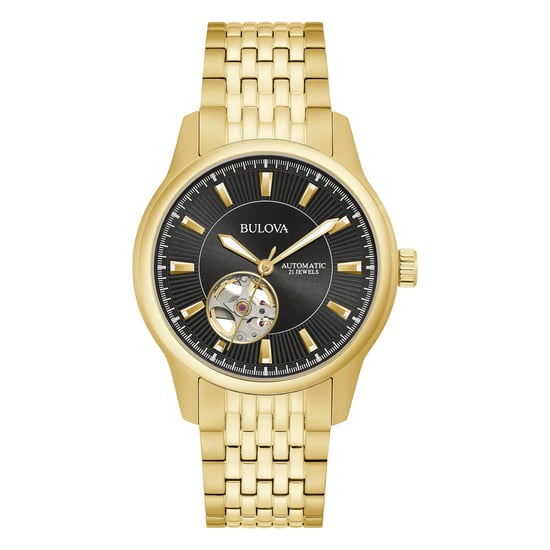 Bulova Open Heart Gold Herren Armbanduhr 97A168 - Image 1