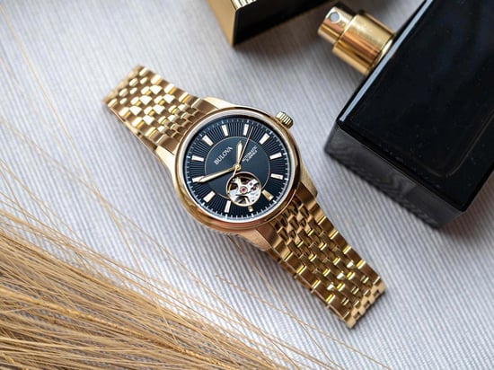 Bulova Open Heart Gold Herren Armbanduhr 97A168 - Image 3