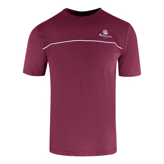 Aquascutum Active T-shirt Mit Piping-design, Burgunderrot - Image 1