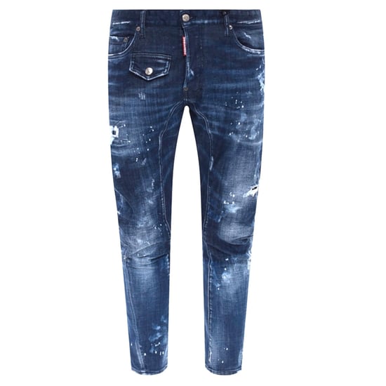 Dsquared2 Tidy Biker Jeans Paint Splatter Dunkelblaue Jeanshose - Image 1