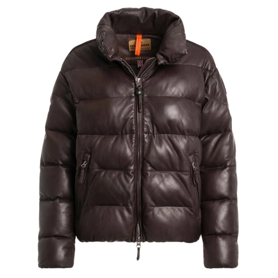 Parajumpers Pia Leather Obsidian Dunkelbraune Wattierte Lederjacke - Image 1