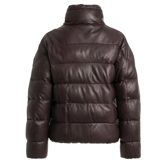 Parajumpers Pia Leather Obsidian Dunkelbraune Wattierte Lederjacke - Image 2