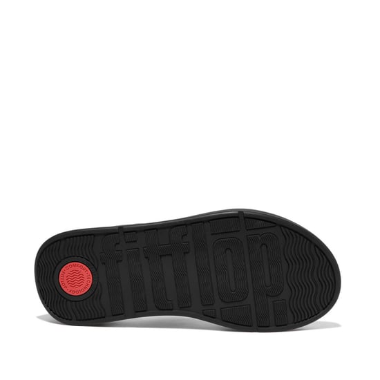 Fitflop F-mode Leder Flatform Damen Zehensandalen All Black - Image 5