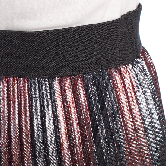 Damen Metallic Plissee Midirock WJCP312F - Image 2