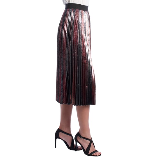 Damen Metallic Plissee Midirock WJCP312F - Image 3