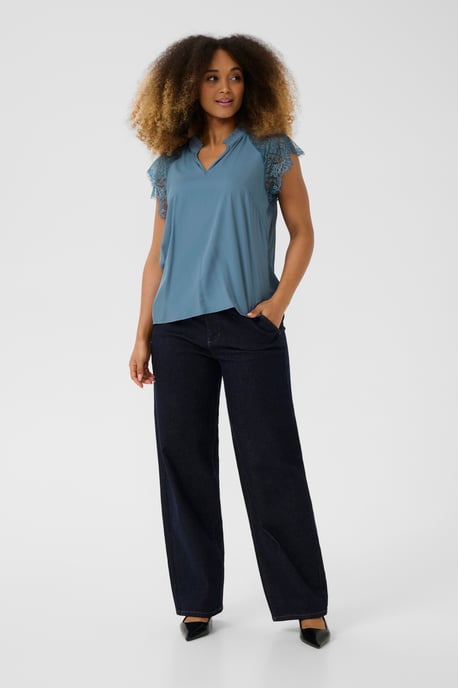 Kurzarm-Bluse CRNola Straight fit blue - Image 1
