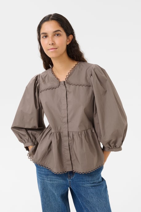 Kurzarm-Bluse KBAnnabelle Peplum fit beige - Image 3