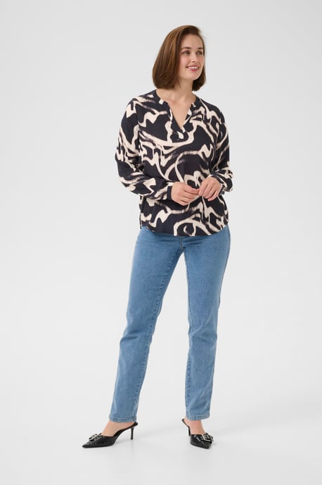 Langarm-Bluse KAbeathe Regular fit black offwhite - Image 1