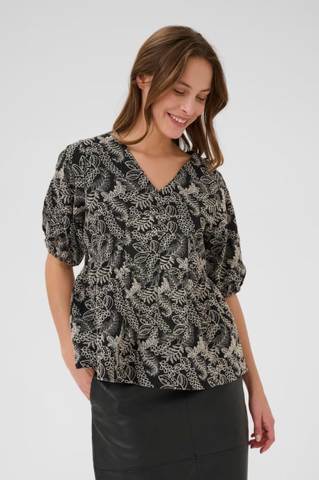 Kurzarm-Bluse CUtaylar Relaxed fit black offwhite - Image 3