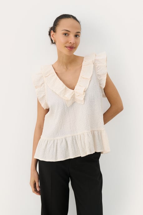 Ärmellose Bluse TrojaPW Gerade Passform white - Image 2