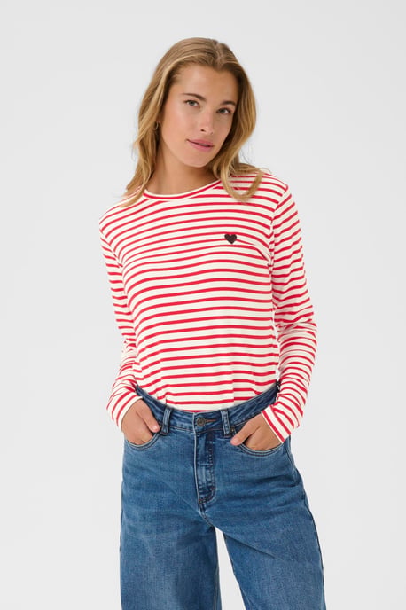 Langarm-Shirt Liddy Regular fit white red - Image 3