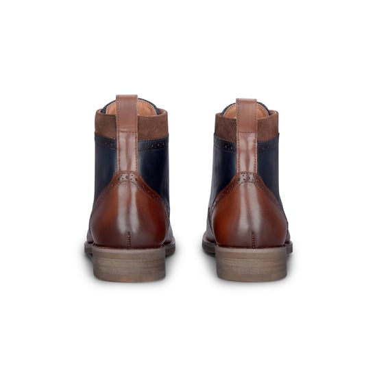 Justin Reess Herren Oxford-Schuhe aus braunem Leder und marineblauem Tweed – Teddy - Image 4