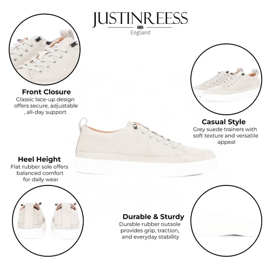 Justin Reess Herren-Trainer-Sneaker aus grauem Wildleder – Josh - Image 2