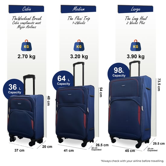 Erweiterbarer weicher, leichter Koffer mit 8 Rädern in Marineblau, Reisetaschen - Image 3