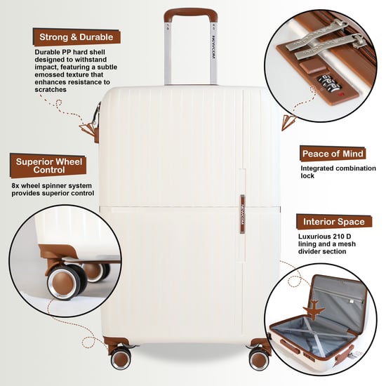 Hartschalenkoffer, Weiß, robust, 8 Rollen, Handgepäck, Urlaubsreisekoffer - Image 3