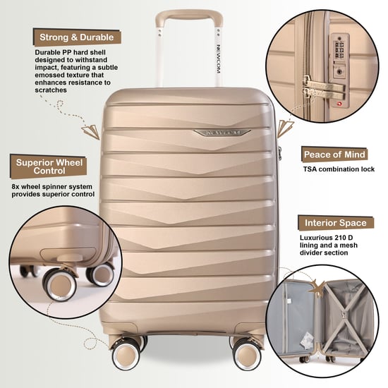 Hartschalenkoffer TSA Smoke Champagne Beige Robuster Koffer 8 Rollen Handgepäck Urlaubsreisekoffer - Image 3