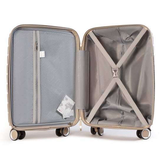 Hartschalenkoffer TSA Smoke Champagne Beige Robuster Koffer 8 Rollen Handgepäck Urlaubsreisekoffer - Image 5