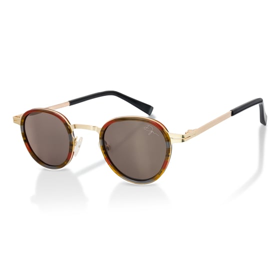 De-Gamme Gold Retro Runde Polarisierte Sonnenbrille - Paris - Image 1