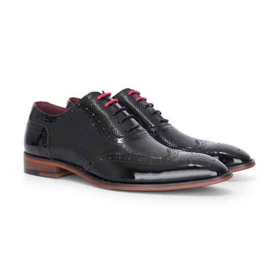 Justin Reess Herren-Brogue-Schuhe aus schwarzem Lackleder – Flynn - Image 3