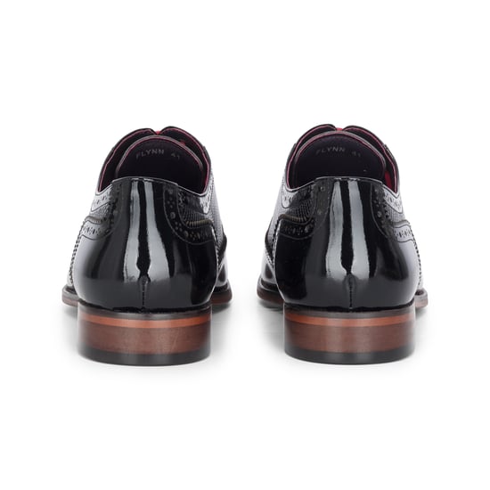 Justin Reess Herren-Brogue-Schuhe aus schwarzem Lackleder – Flynn - Image 4