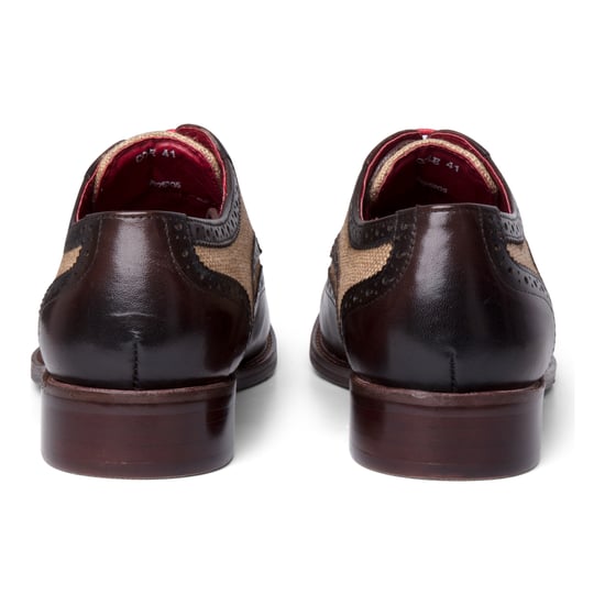 Justin Reess Herren-Brogue-Schuhe aus braunem Leder mit Canvas-Details – Cole - Image 4