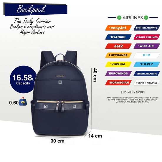 Rucksack 40 x 30 x 14 cm Blau Untersitz Reise-Kabinentasche für Ryanair, Easy Jet - Image 2
