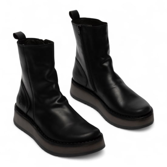 Fly London Damen RENO053FLY Bequeme Ankle Boots aus Leder mit Reißverschluss und Plateausohle, Schwarz - Image 3