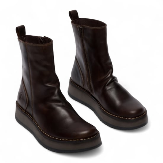 Fly London Damen Dunkelbraun RENO053FLY Bequeme Ankle Boots aus Leder mit Reißverschluss und Plateau - Image 3