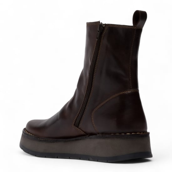 Fly London Damen Dunkelbraun RENO053FLY Bequeme Ankle Boots aus Leder mit Reißverschluss und Plateau - Image 4