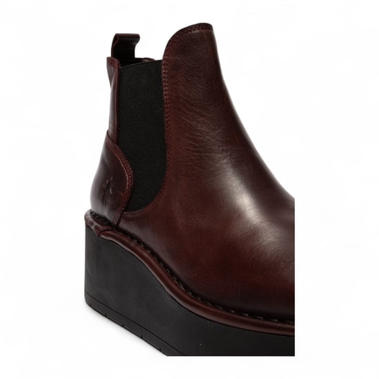 Fly London Damen Weinrot HELY268 Chelsea Leder Knöchel-Schlupf-Plateau-Komfortstiefel - Image 5