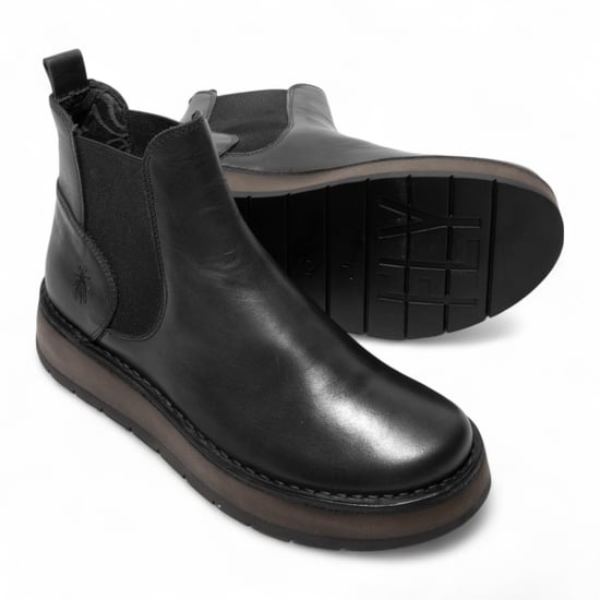 Fly London Damen RAWI131 Chelsea-Stiefel aus Leder, knöchelhoch, zum Hineinschlüpfen, klassisch, bequem, Schwarz - Image 5