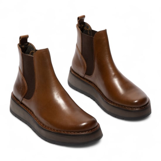 Fly London Damen RAWI131 Chelsea-Stiefel aus Leder zum Hineinschlüpfen, klassisch, bequem, Kamelbraun - Image 3