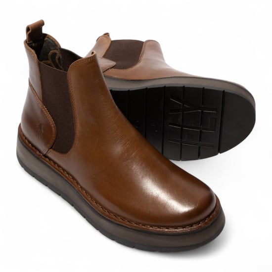 Fly London Damen RAWI131 Chelsea-Stiefel aus Leder zum Hineinschlüpfen, klassisch, bequem, Kamelbraun - Image 5