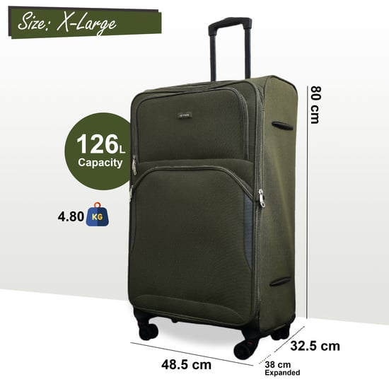 Erweiterbarer weicher, khakigrüner, extragroßer, leichter Koffer mit 8 Rädern, Reisetaschen - Image 2
