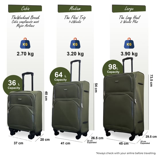 Erweiterbarer weicher Khaki-Grün-Koffer mit 8 Rädern, leichtes Gepäck, Reisetaschen - Image 3