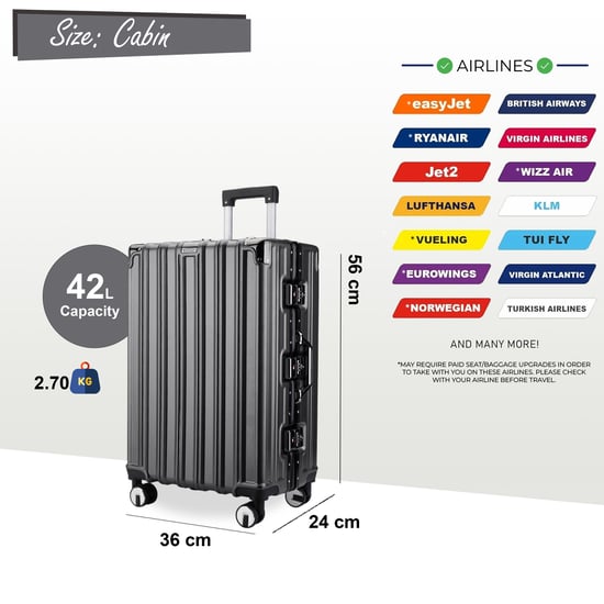 Robuster Hartschalen-Kabinenkoffer 36 x 24 x 56 cm. Gepäck passend für Easyjet, Ryanair, Wizzair - Image 2