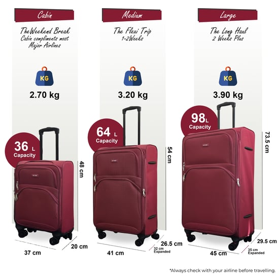 Erweiterbarer weicher Burgunder 8 Rad Leichter Koffer Gepäck Reisetaschen - Image 3