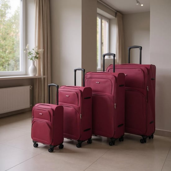 Erweiterbarer weicher Burgunderroter 8-Rad-Leichtkoffer Gepäck Reisetaschen 4er-Set - Image 1
