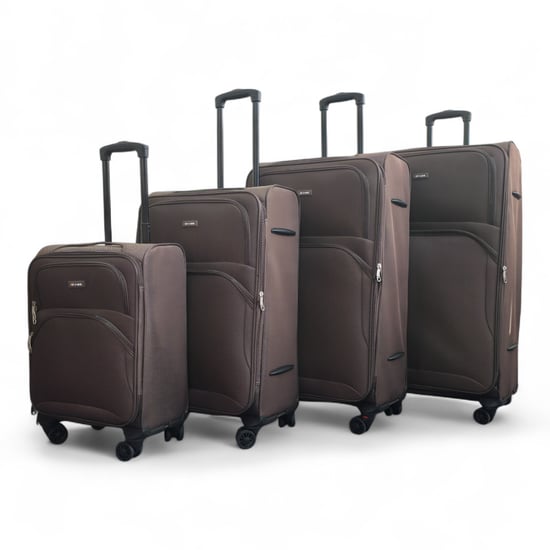 Erweiterbarer weicher brauner 8-Rad-Leichtkoffer, Reisetaschen, 4er-Set - Image 1