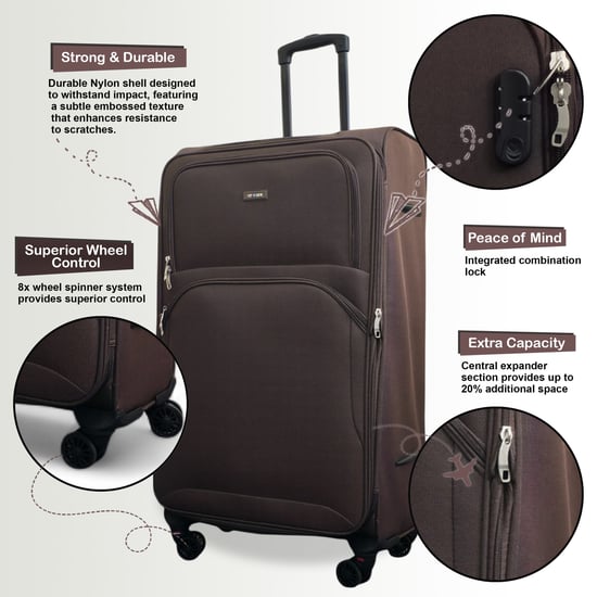 Erweiterbarer weicher brauner 8-Rad-Leichtkoffer, Reisetaschen, 4er-Set - Image 3