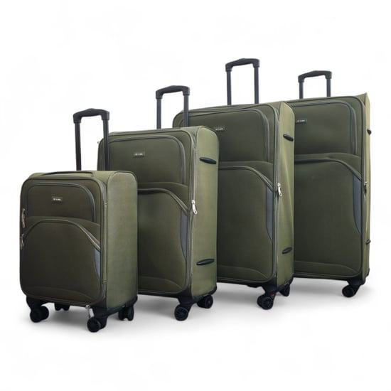 Erweiterbarer weicher Khaki-Grün-Koffer mit 8 Rädern, leichtes Gepäck, Reisetaschen, 4er-Set - Image 1