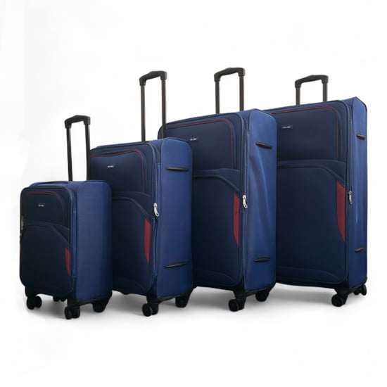 Erweiterbarer weicher, marineblauer Koffer mit 8 Rädern, leicht, Reisegepäck, 4er-Set - Image 1